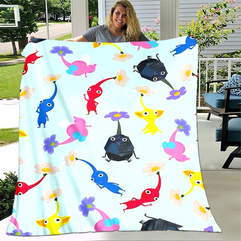 1 manta con diseño de estampado Pikmin, manta ligera para sofá, cama - Suave y cálida, regalo para todas las estaciones como Navidad, Halloween