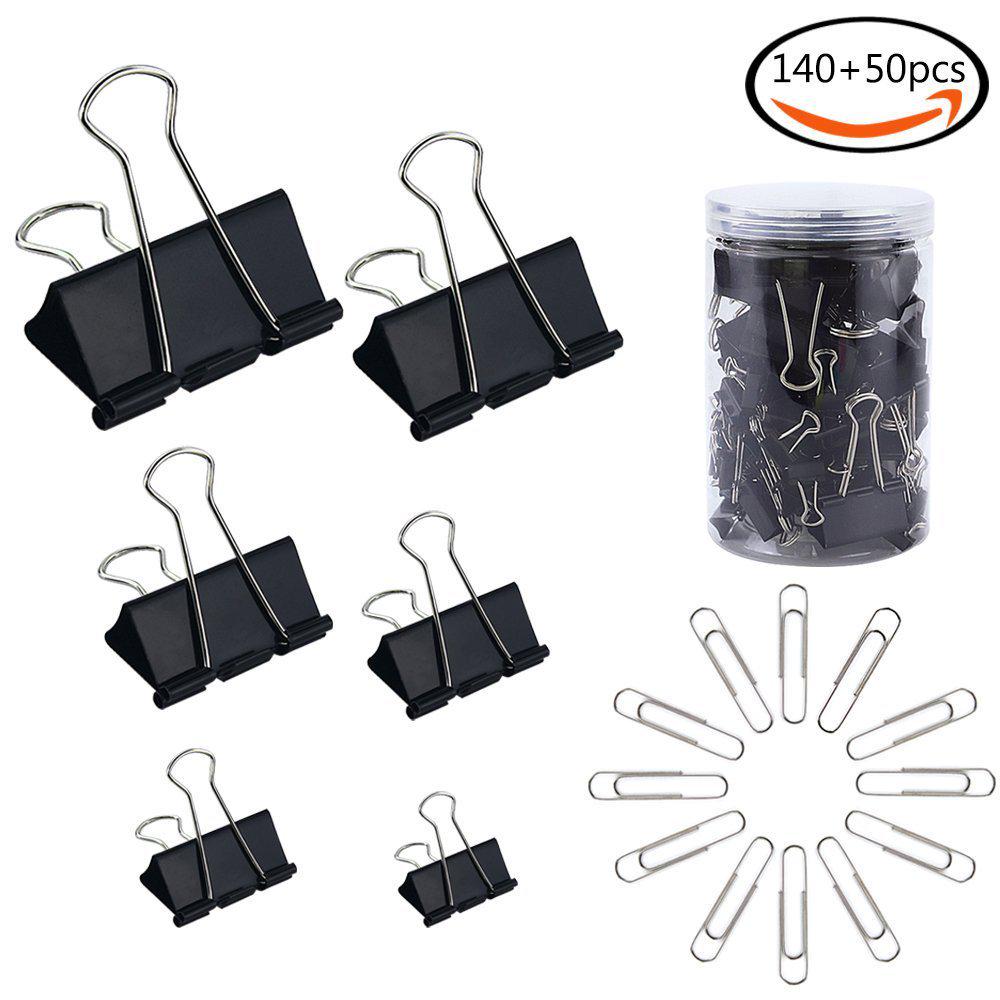 Multi-Size Black Metal Binder Clip Set for Journals and Loose-Leaf Folders