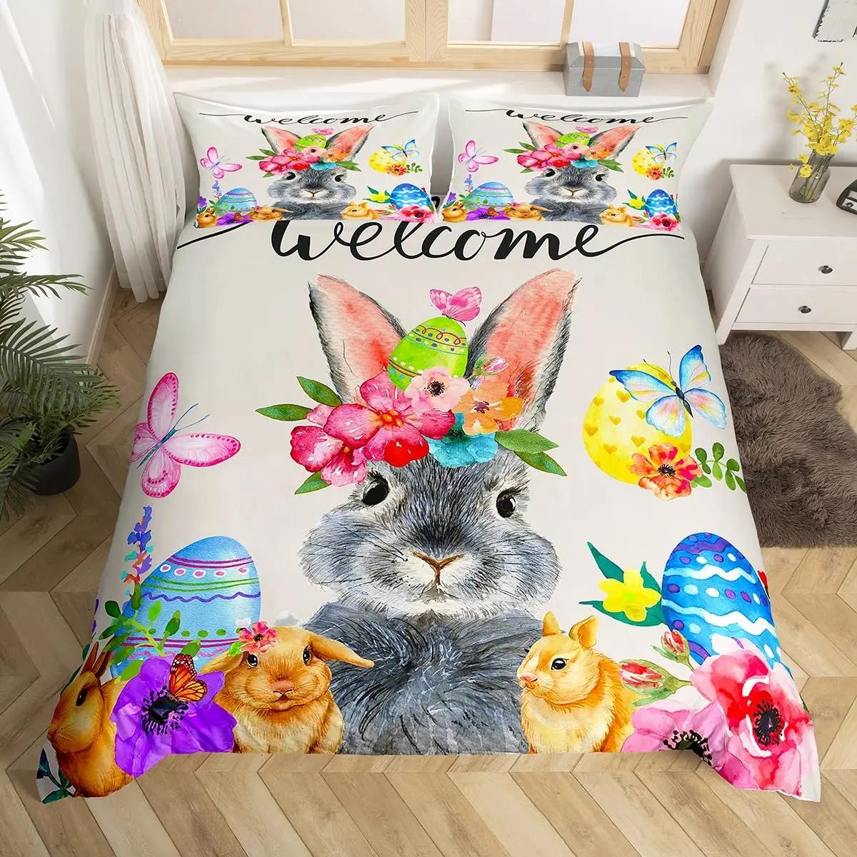 

Comforter 3D Rabbit Full Queen Size Cute Farm Animal Butterfly Bedding Set For Girls Teal Blue Watercolor Comforter Comforter (quilt)-EU Single(135*200cm)3pcs
