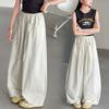 Girls' 2026 New Summer Korean Edition Elastic Waist Wide Leg Pants Cotton Thin Casual Pants Relaxing Air Ball Pants