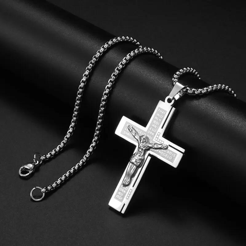 Personality Creative Design Religious Jesus Christ Cross Pendant Amulet Simple Men's and Women's Necklace