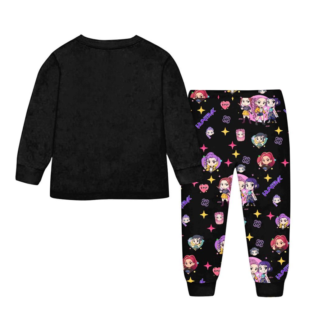 Dětský módní oblek Sukně Kulatý výstřih Top s dlouhým rukávem Kalhoty