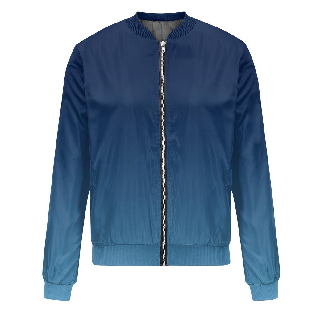 Jackets For Women Long Sleeve Lightweight Zip Up Cropped Gradient Print Outerwear Casual Quilted Jackets Whith Pockets