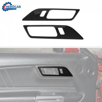 2pcs Carbon Fiber Inner Door Handle Trim Frame Cover Trim for Ford Mustang 2015+
