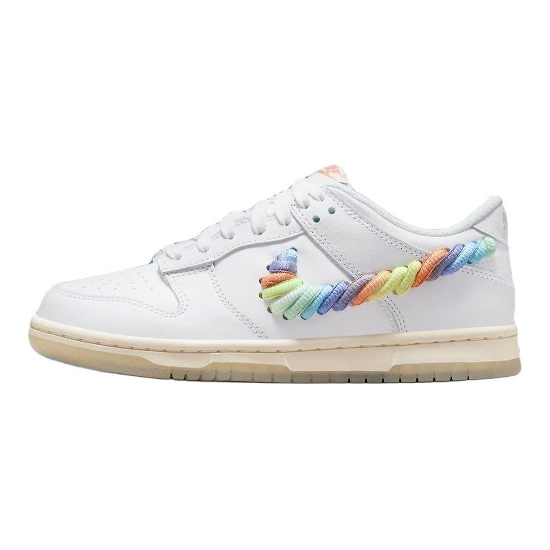 (PS) Nike Dunk Low SE Rainbow Lace Swoosh White Kids FN4862-100 EU 28
