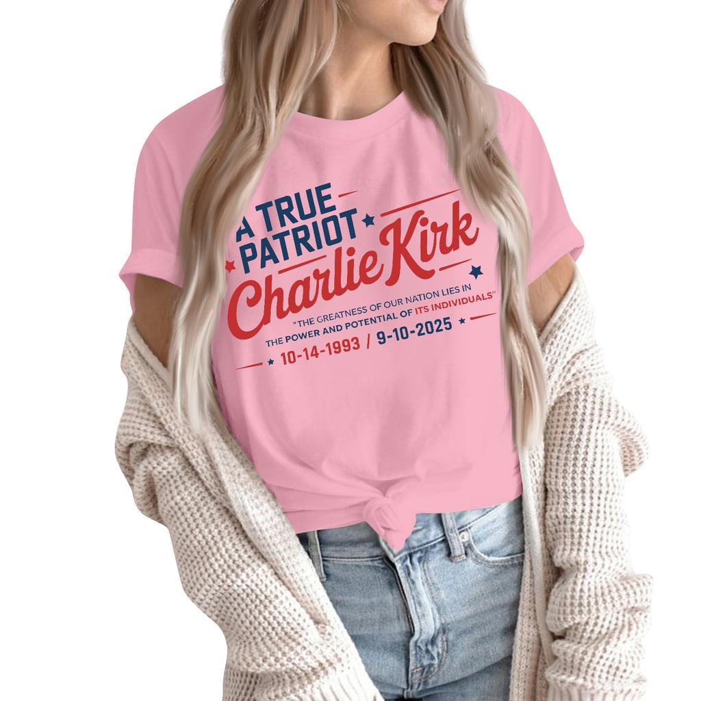 Women's Fashion Casual Printed Short Sleeve Round Neck Pullover Tops