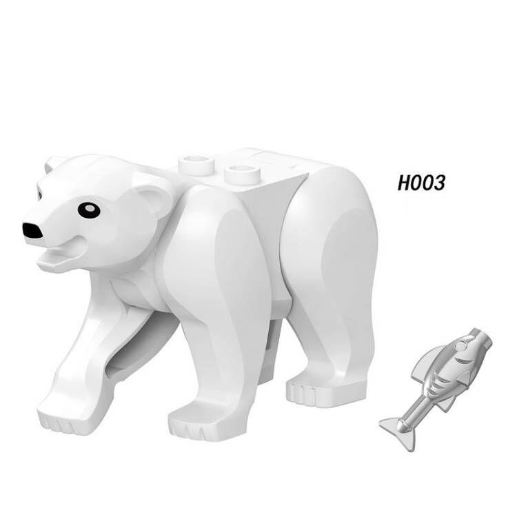 MOC Animals Building Block Goat Sheep Parrot Otter Cow Dog Pet Cat Panda Leopard Tiger Pig Zoo Deer Bear Eagle Bricks Toys Gift