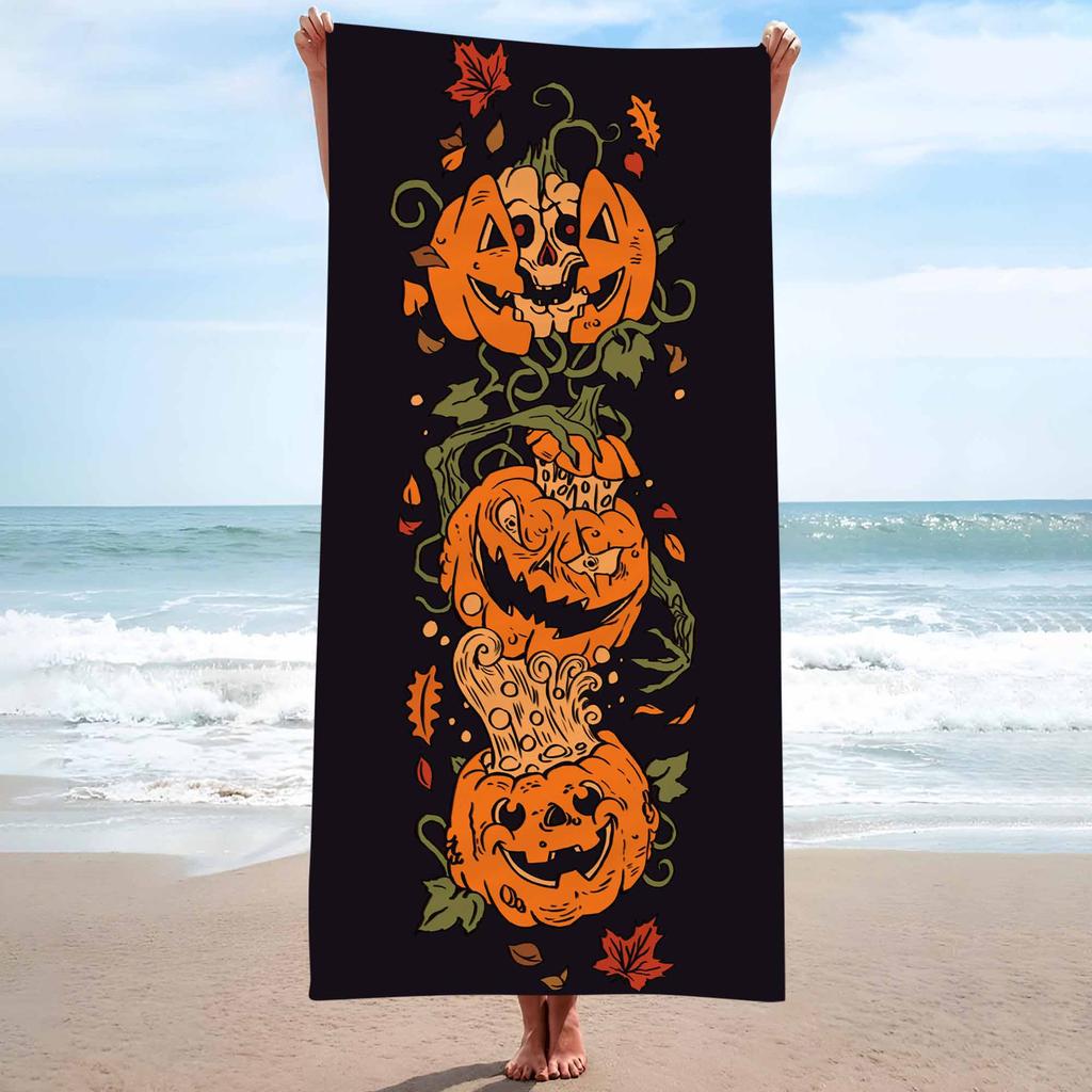 Halloween pumpkin background single-sided printing Beach Towel Home Decoration Bath Towel 75x150cm Bathroom