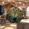 Vintage Blue Gold Peacock Metal Wall Art Decor for Cafe Home