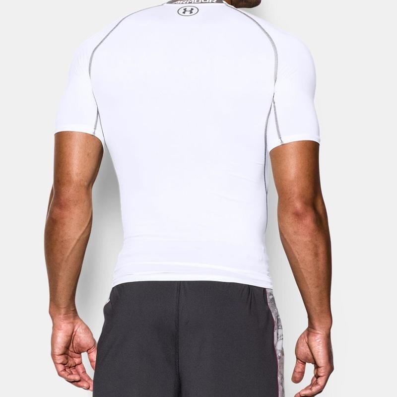Men's Under Armour Training Sports Tight Short Sleeve Tops White 1257468-100