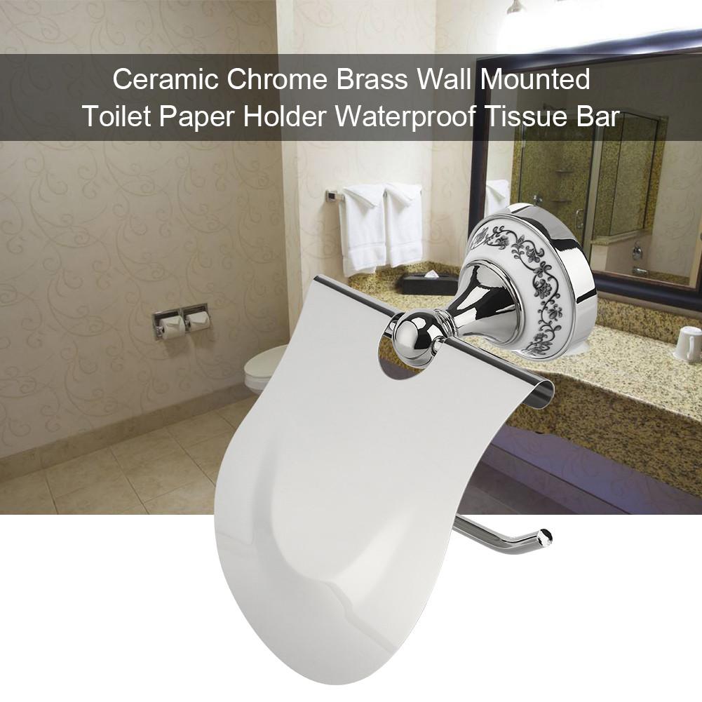 1PC Polished Bathroom Toilet Roll Paper Holder Rack Wall Mounted Tissue Cover Gold