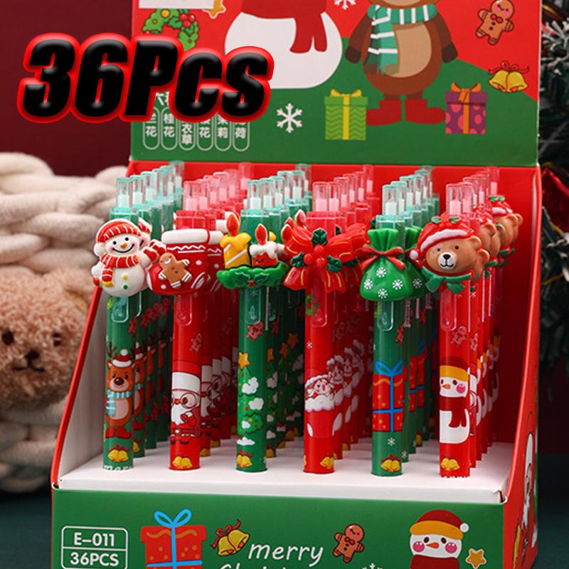 36 Pcs New Christmas stockings Neutral Pen Modeling Black Signature Pen Student Prize Gift Writing Tools Holiday Gift Novelty Stationery Teacher Party