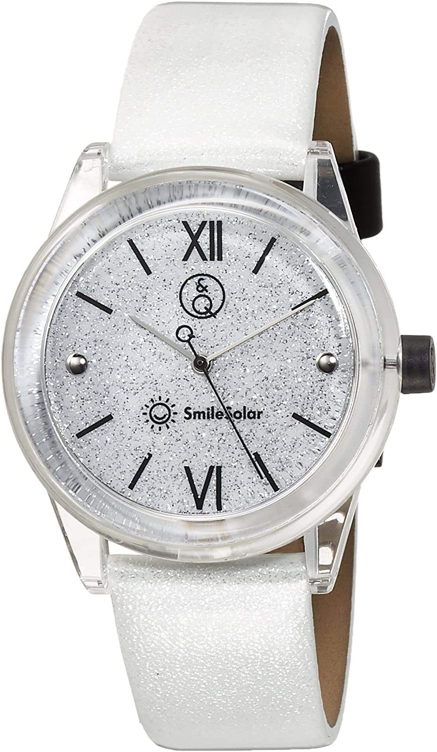

Citizen Аналоговые Smile Solar Водонепроницаемые Наручные часы с кожаным белым ремешком Q&Q RP18-002 для женщин, белый