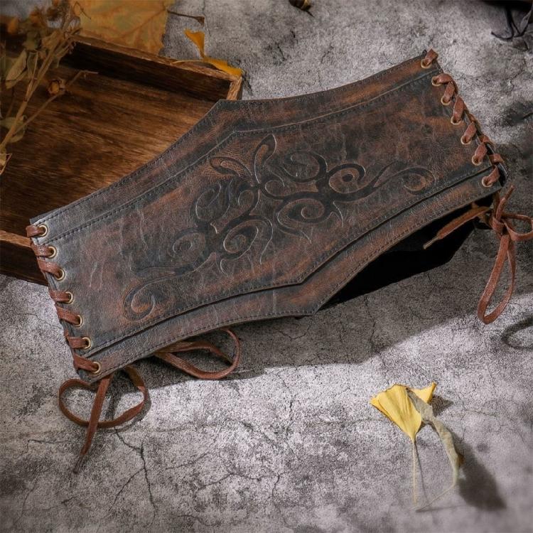 Embossed Corset Belt Adjustable Closure For Cosplay Historical Reenactors And Theater Bohemian Accessory
