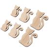 6Pcs Wood Cat Cutout 3 Sizes Exquisite Unpainted Unfinished Wooden Cutouts for DIY Craft Pet Party