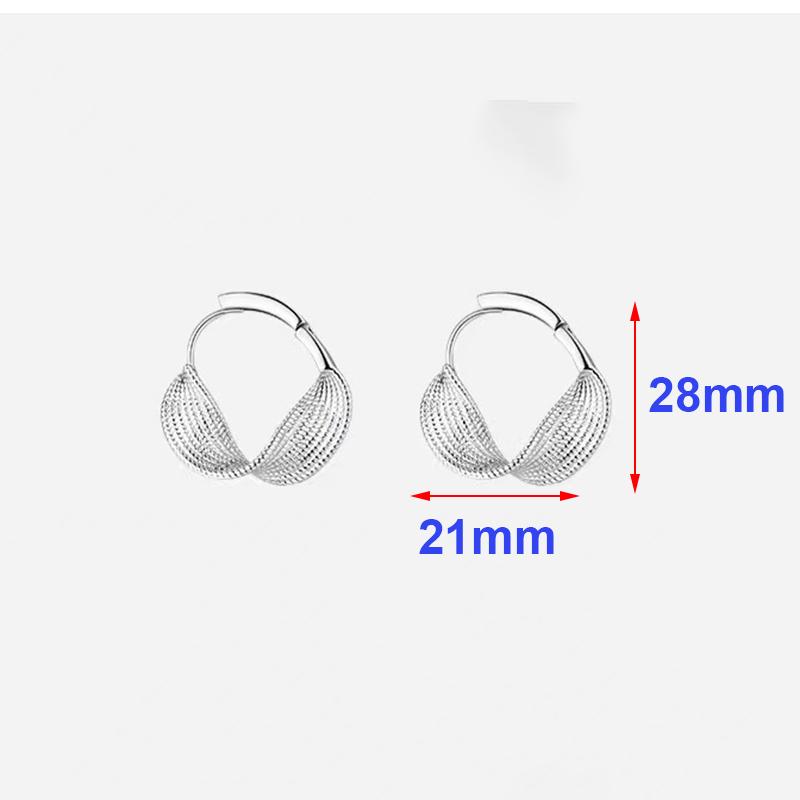 Real 925 Silver Twisted Hoop Earrings For Women Trendy Fine Jewelry Advanced Accessories