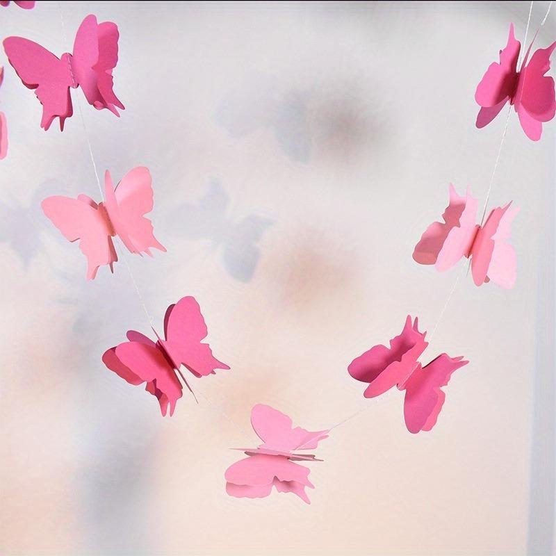 4-meter Colorful Cardboard Rainbow Butterfly Three-dimensional Paper Flower Drawing Wedding Birthday Party Venue Decoration Hanging String Decoration