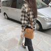 Dongdaemun Retro Minimalist Plaid Wide Sleeve Shirt for Women - Spring/Autumn 2025