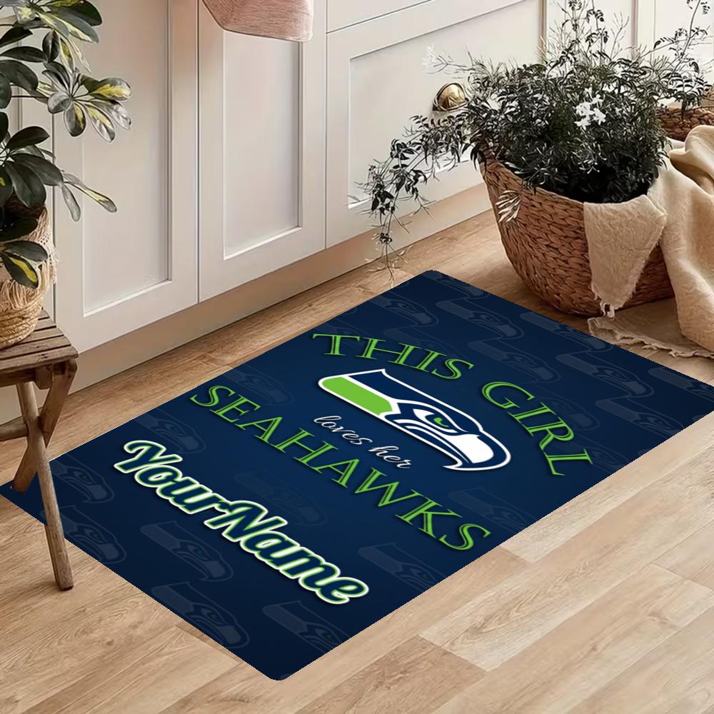 Seattle Seahawks Customize Your Name Kitchen Rug Runner Rug Laundry Mat Hallway Entryway The Best Gift Choice