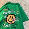 Happy To Dream Luck Smile Men Women T-Shirt High Quality Crewneck T Shirts Summer Loose Sportswear Cotton Breathable T Shirts