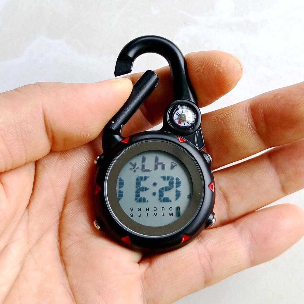 Unisex Women Mens Nurse Doctor Carabiner Clip Digital Electronic Luminous Multi-function Keychains FOB Pocket Watches Hang Clock
