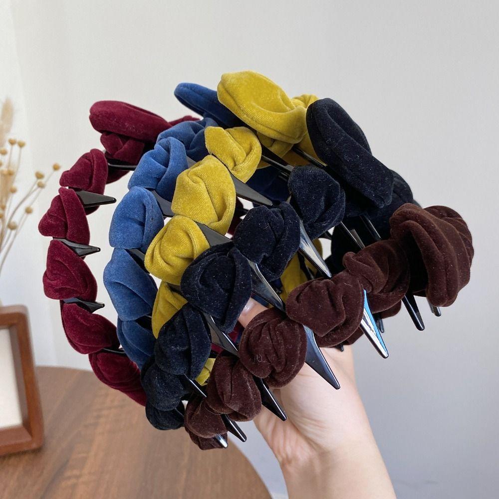 Velvet Hair Accessories Solid Color Hair Bands Autumn Fascinator  Women Girls