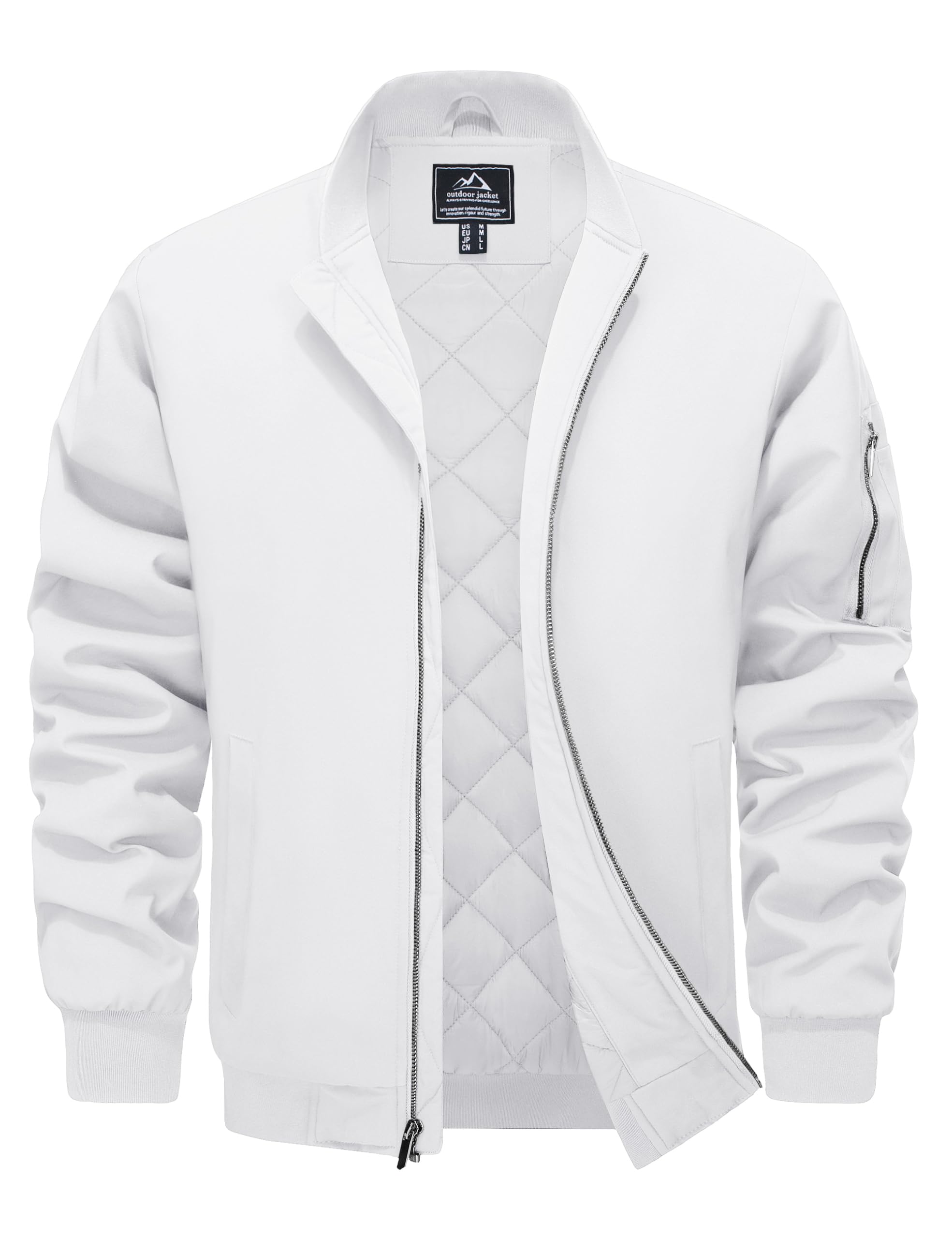 

KEFITEVD Winter Plus Autumn Quilted Bomber Military Size 2XL Men s Jacket, Size, Outerwear, Windproof, Jacket, Style, White, белый