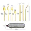 Gold Portable Dinnerware Set Unique Design Travel Reusable Camping Silverware Cutlery Tableware Set With 215/12/6 Straight Straw
