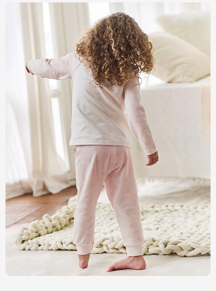 David Bella Girls' Autumn Clothes and Pants Children's Underwear Set Antibacterial and Mite Proof Baby Pajamas