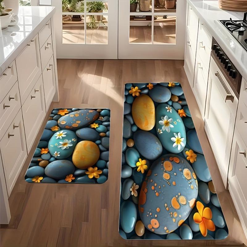 1PC Pebblestone Pattern Kitchen Rug Non-Slip Door Mat Pop Design Bathroom Rug Bath Mat Carpet for Home Sink Laundry Decoreeree