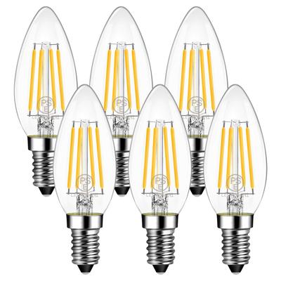 LVWIT LED-ljuskronelampor, E12-sockel, motsvarar 40W, 470LM, 12mm sockeldiameter, C35 glödtrådslampa, 4,5W LED, Energibesparande, Kronljuslampa, 2700K