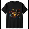 Solar System with Feathers Space Mens T-Shirt Black 100% Cotton Sci Fi Printed