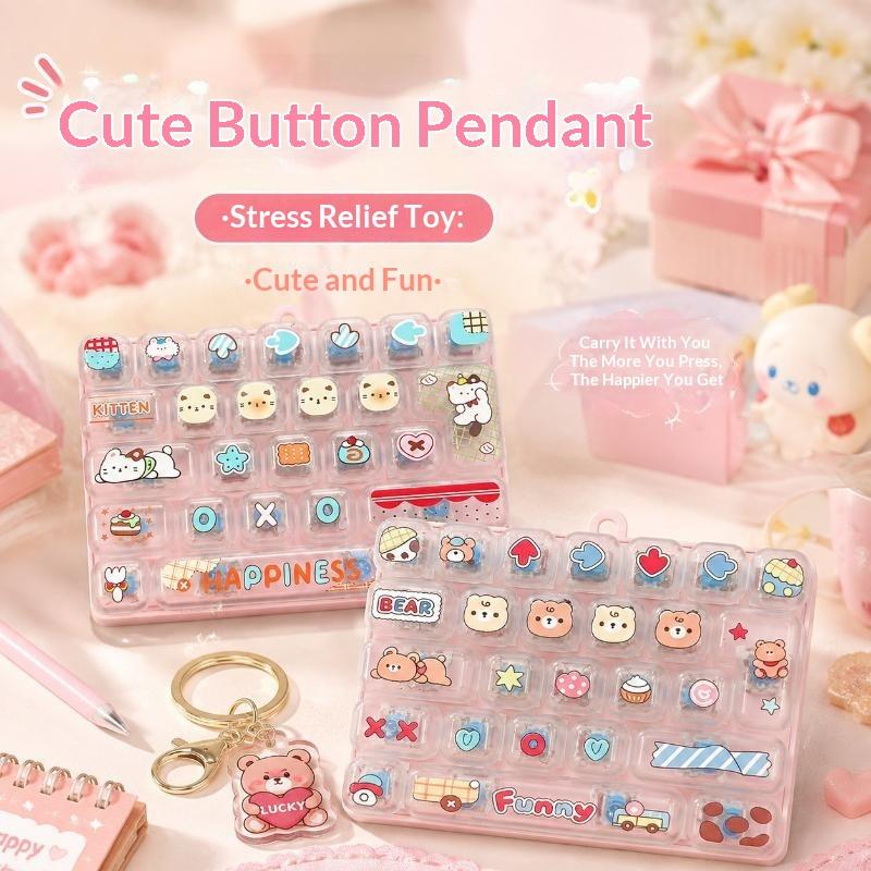 26Key Transparent Stress Relief Keyboard Toy Keychain Cute Children Gift Decompression Keyboard Bag Pendant