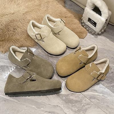 Autumn and Winter Velvet Thickened Winter Warm Cotton Shoes, New Bofur Integrated Leather All-inclusive Boken Single Shoes Women