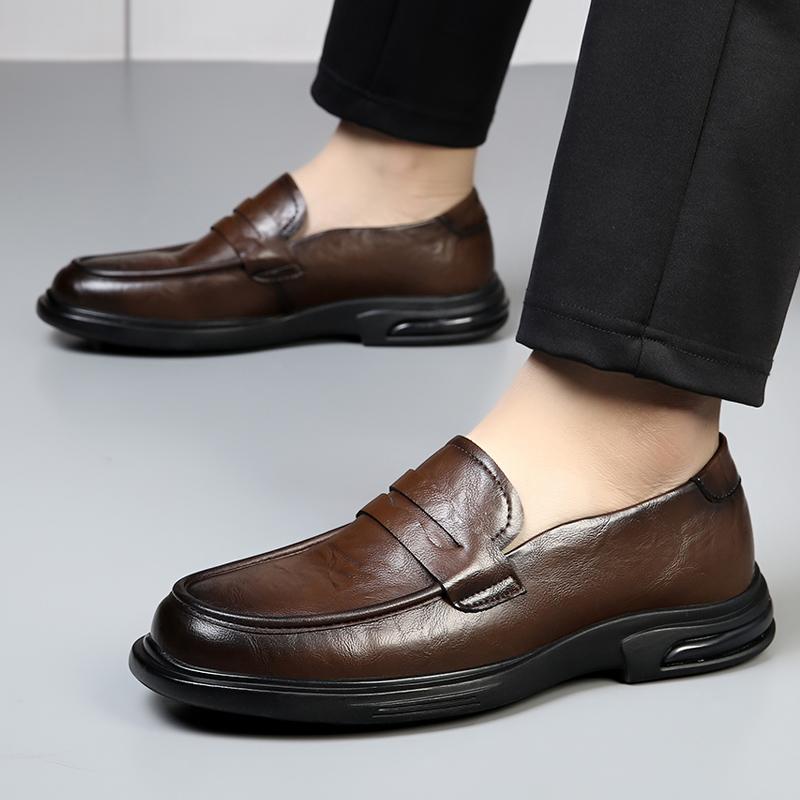 Genuine Leather Casual Men Shoes 2024 Autumn Business Trend Fashion Lace-Up Outdoor Men Sneakers Black Solid Color Sewing Shoes