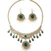Vintage Bohemian Rhinestone Necklace Set Light Court Style for Women