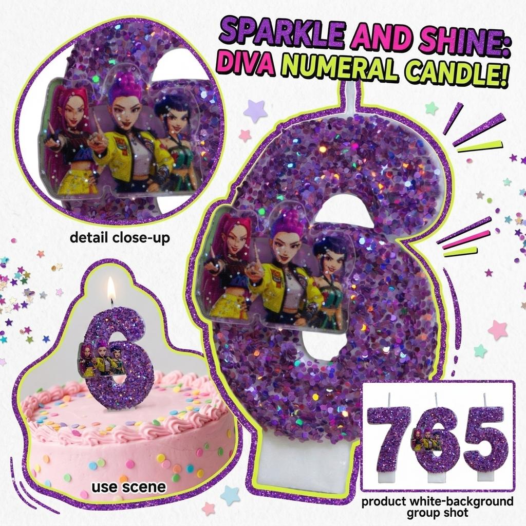 Fashion Cartoon Creative Birthday Candles Party Digital Candles