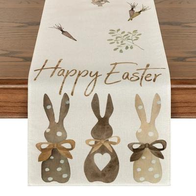 Tappetini con Coniglietto di Pasqua, Runner da Tavola in Juta con Gnomo e Coniglio, Decorazione Tavola Festa di Pasqua Primaverile, Runner da Tavola Riutilizzabile