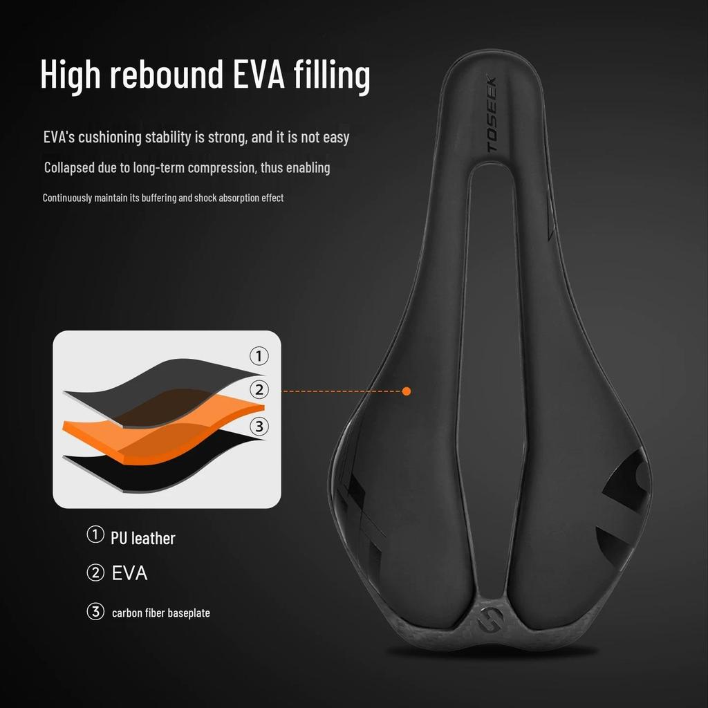TOSEEK Carbonfaser 3D-gedruckter Fahrradsattel Q11 - Superleichter EVA-Sitz für Straße & Berg