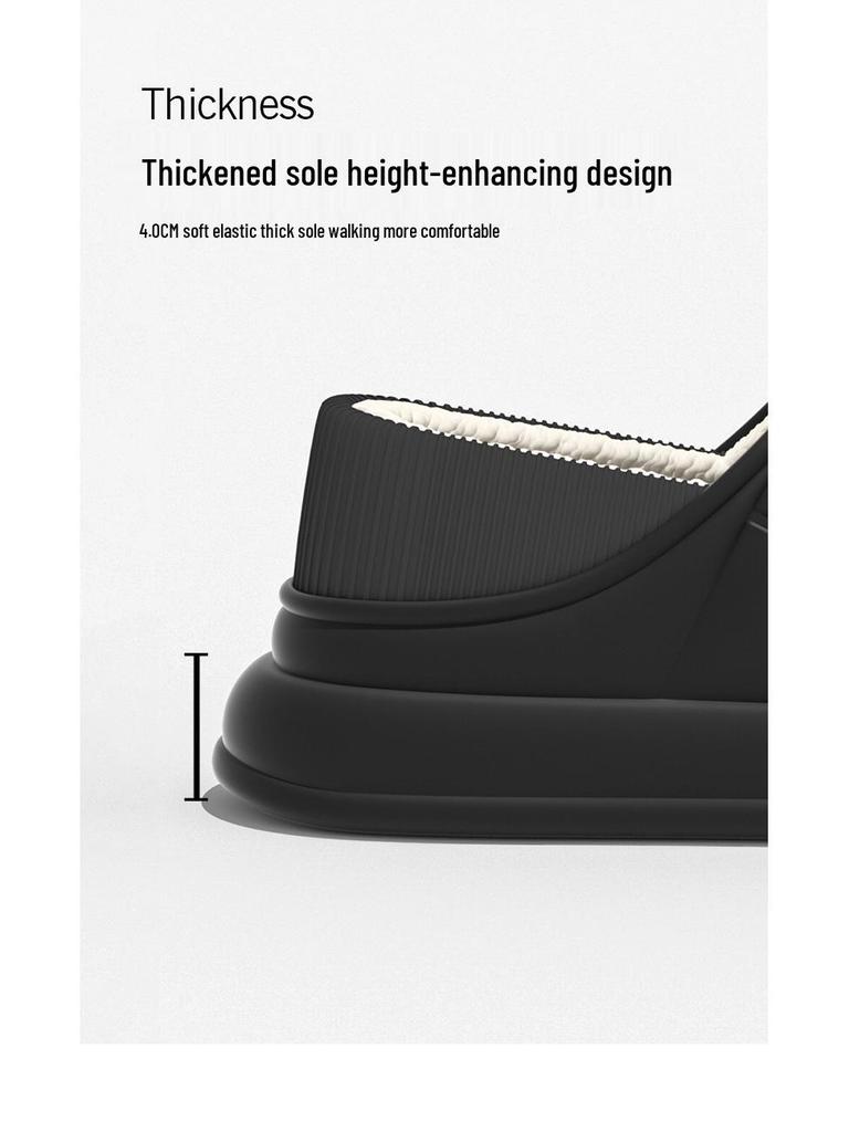 Men's and Women's Waterproof Cotton Slippers: 2024 Autumn/Winter Non-Slip Wrap-Heel, Plus Velvet for Indoor Warmth.