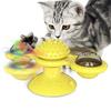 Brinquedo de gato de moinho de vento Brinquedos interativos para animais de estimação para gatos Jogo de quebra-cabeça de gato Brinquedo com plataforma giratória para gatinho Escova de dentes Suprimentos para animais de estimação