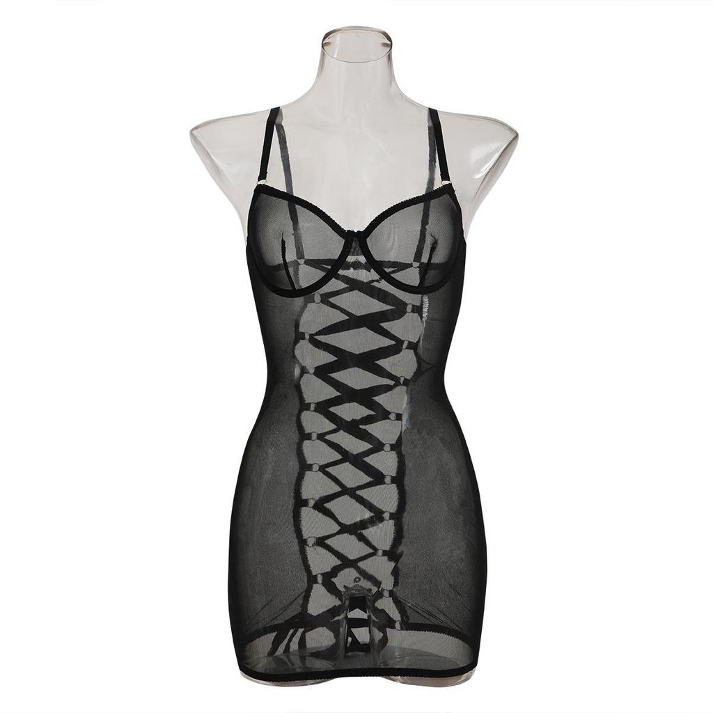 Seductive Mesh Lace Camisole Bodysuit Nightgown