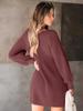 2025 European & American Style Women's Knit Wool Dress with Lantern Sleeves