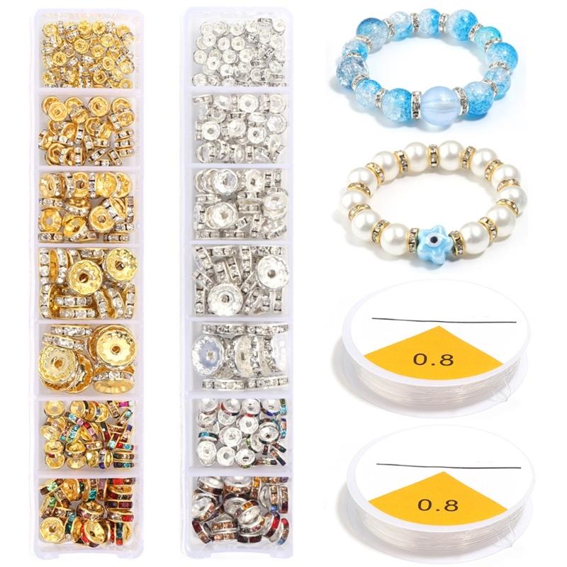 Rhinestones Rondelle Spacer Beads Delicate Rondelle Beads with Sparkling Crystals for Elegant Jewelry Creations