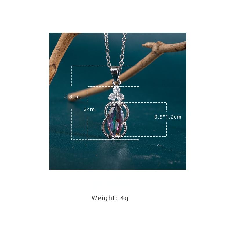 BELLA BOX Luxusní dámský náhrdelník k výročí svatby, vícebarevný zirkon, stříbrná barva řetízku, krása krku, narozeniny, trendy šperky