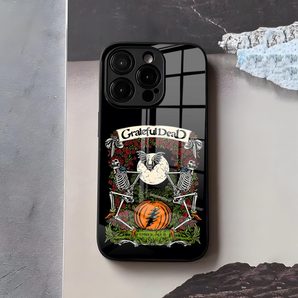 Hot Rock Band G-Grateful D-Dead Phone Case For IPhone 17 Air 16 E Pro Max 15 14 13 Mini 12 Pro 11 Max Plus Black Glass Cover