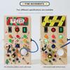 Wooden Interactive Learning Toy with LED Light Busy Board Button Switch Early Education Intelligen Play for Kids