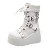 Fashion Punk Women Boots Fashion Rivet Shoes for Women Gothic Buckle Motorcycle Boots Platform Wedges Cool Nightclub Party Cosplay Shoes