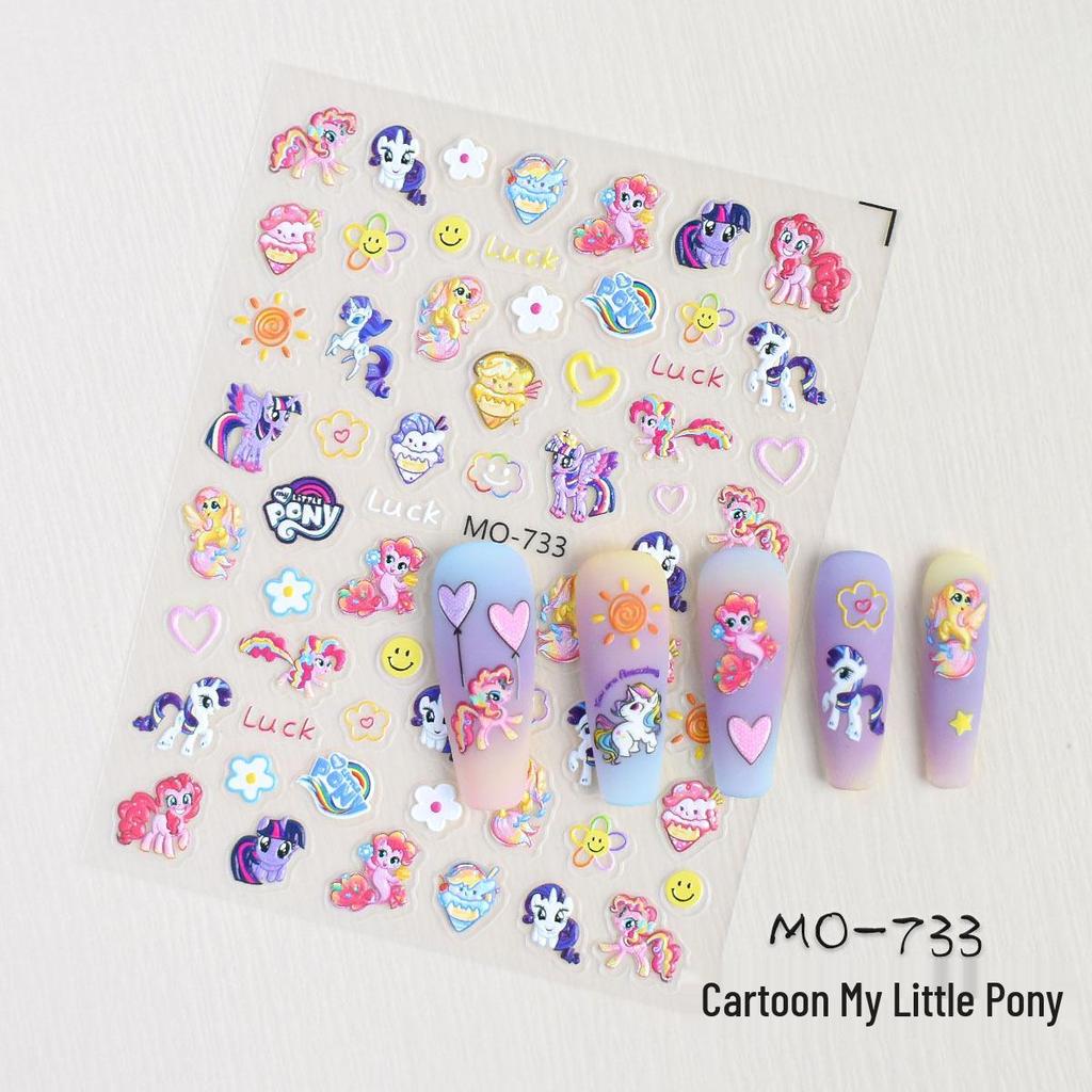 My Little Pony 3D Nail Art Stickers for Kids - Embossed Cartoon DIY Designs