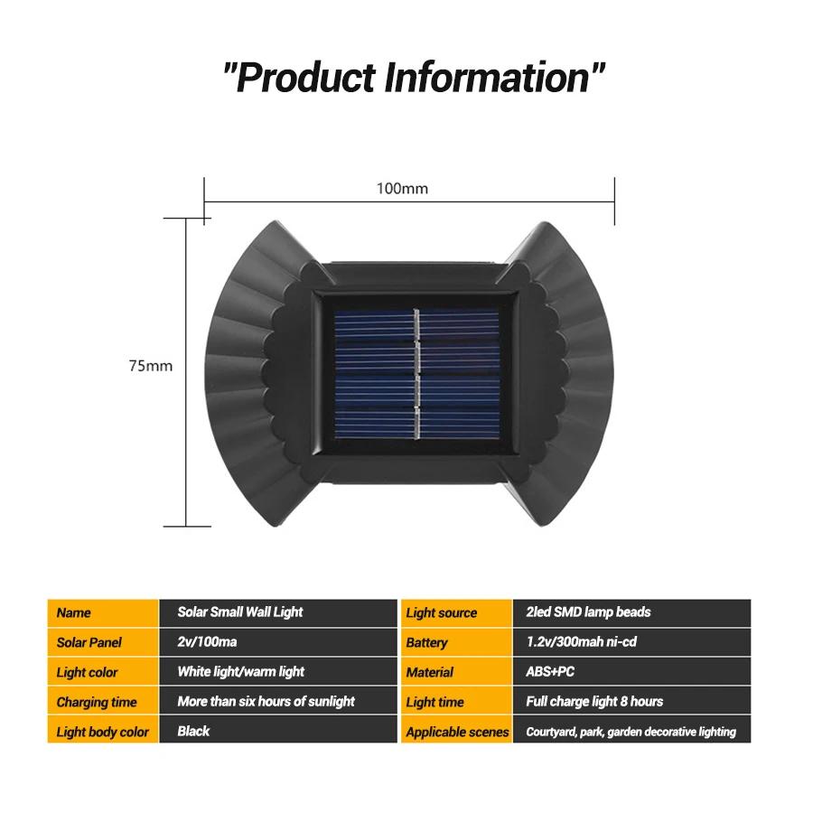 1-4 STÜCKE Auf und Ab Solar Wandleuchte Außen Wasserdicht Auf und Ab Leuchtende Beleuchtung für Gartenzaun Dekoration Sonnenlicht
